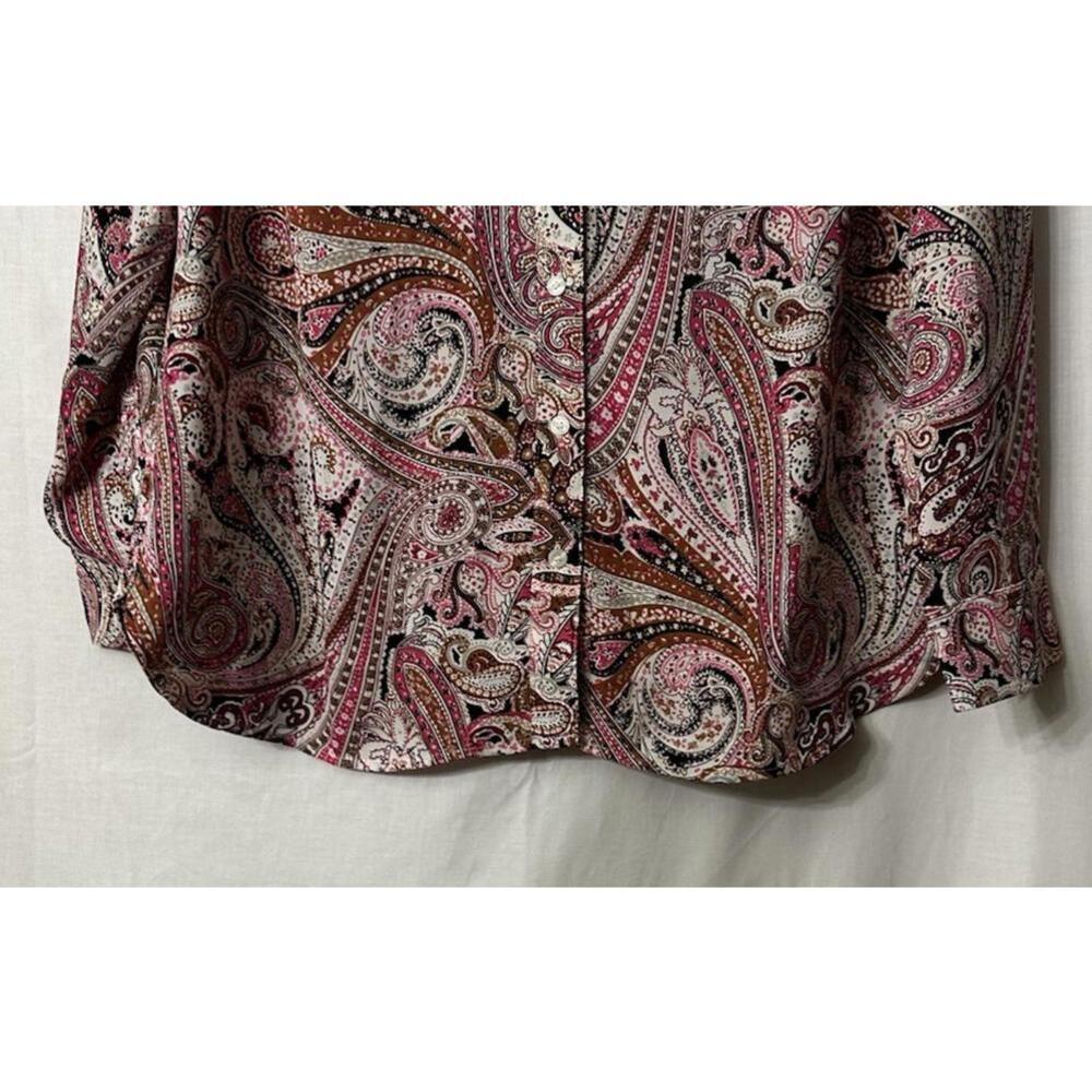 NWT Talbots Womens Long Sleeve Paisley Button Front Shirt Top Blouse M Petite - Picture 5 of 14